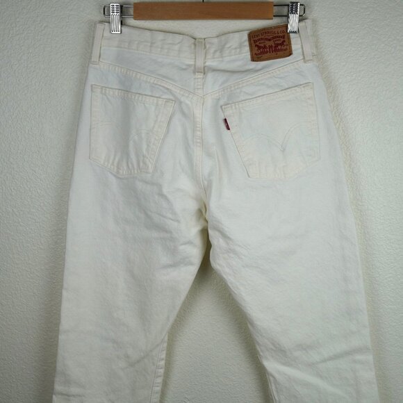 Levis 501 Distressed White High-Rise Jeans Size‎ W28 L30 Vintage Inspired - Picture 7 of 11